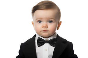 AI generated Baby Boy in a Traditional Tuxedo on Transparent Background. AI png