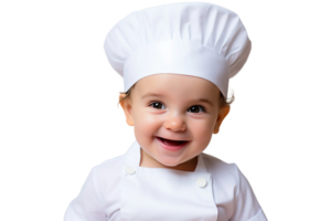 ai generato bambino ragazzo indossare un' minuscolo dello chef cappello su trasparente sfondo. ai png