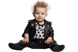 ai gegenereerd baby jongen in een rockster kleding Aan transparant achtergrond. ai png