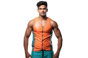 ai gegenereerd een Indisch atleet in sport- kleding Aan transparant achtergrond. ai png