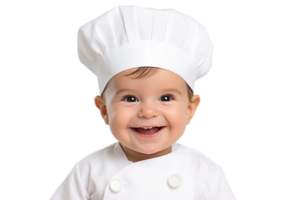 AI generated Baby Boy Wearing a Tiny Chef's Hat on Transparent Background. AI png