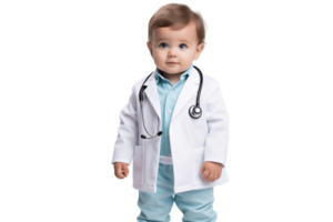 ai gegenereerd baby jongen gekleed net zo een dokter Aan transparant achtergrond. png