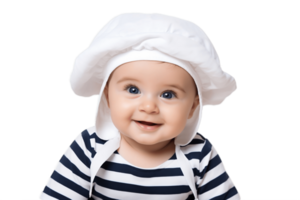 ai generado bebé chico vestido como un pequeño marinero en transparente antecedentes. png