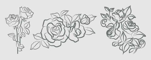 rose illustration of pencil line art with doodle style  coloring book page Free Vector