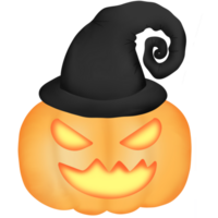 halloween pumpkin with hat on transparent background png