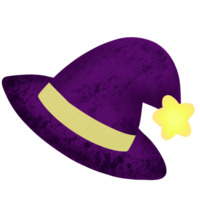 violet sorcière chapeau avec Jaune étoile sur transparent Contexte png