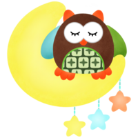 an owl is sleeping on the moon with stars png