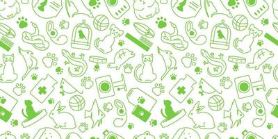 Seamless pet store pattern with flat pictograms. vector