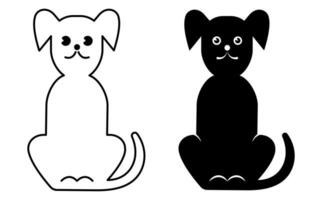 An image of a dog in black and white. Symbol, sign, icon, outline, silhouette vector