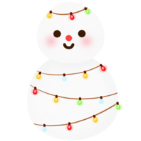une bonhomme de neige avec Noël lumières sur le sien tête png