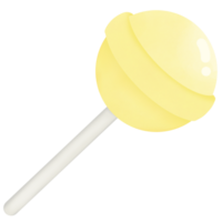 yellow lollipop on a stick on a transparent background png