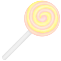 a lollipop on a stick with a yellow and white swirl png