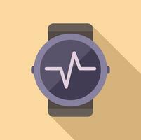 Runner heart rate watch icon flat vector. Digital app vector