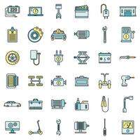 Electric vehicle repair service icons set vector color