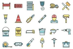 Modern building reconstruction icons set vector color
