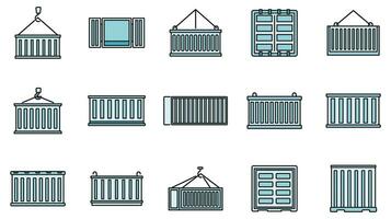 Cargo container storage icons set vector color