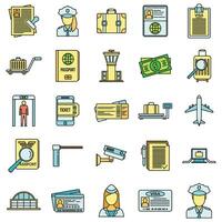 Security passport control icons set vector color