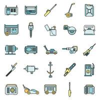 Modern gasoline tools icons set vector color