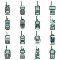 seguridad walkie película sonora íconos conjunto vector color