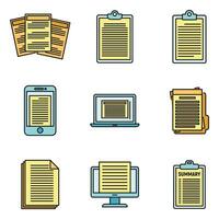 Summary text icons set vector color