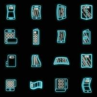 Gadget flexible screen icons set vector neon