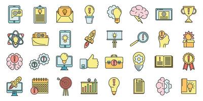 Creativity innovation icons set vector color