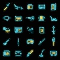 Modern gasoline tools icons set vector neon