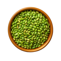 AI generated Green beans in a wooden bowl isolated on transparent background png