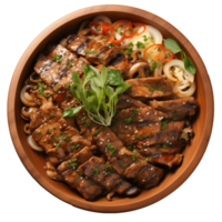 AI generated Bowl of delicious bulgogi with vegetables png