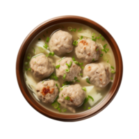 AI generated Bowl of delicious bakso on transparent background png