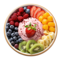 ai generado cuenco con sabroso yogur y frutas en transparente antecedentes png