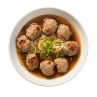 AI generated Bowl of delicious bakso on transparent background png