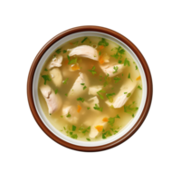 ai gerado tigela do frango sopa em transparente fundo png