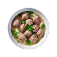 AI generated Top view of soup with meatballs isolated on transparent background png