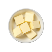 ai generiert Schüssel mit Butter Würfel auf transparent Hintergrund png