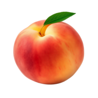 AI generated Peach with leaf isolated on transparent background png