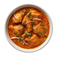 ai generado indio pollo curry en cuenco aislado en transparente antecedentes png