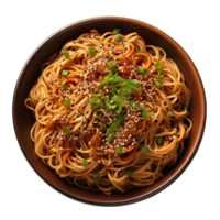 ai genererad skål av gott soba spaghetti med sesam frön på transparent bakgrund png