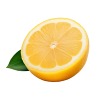 AI generated Lemon with leaf isolated on transparent background png