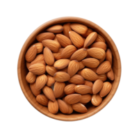 AI generated Almond in wooden bowl isolated on transparent background png