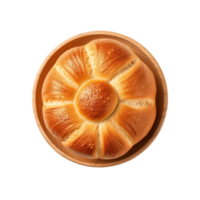 AI generated Croissant in a wooden bowl Isolated on transparent background png