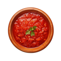 ai generado cuenco de delicioso chile salsa en transparente antecedentes png