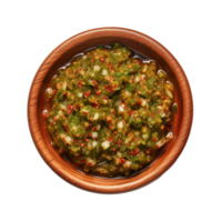 AI generated Bowl of spicy sambal hijau on transparent background png