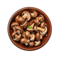 AI generated Bowl with fresh champignons on transparent background png