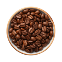 AI generated Coffee beans in wooden bowl isolated on transparent background png