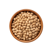 AI generated soy beans in wooden bowl isolated on transparent background png