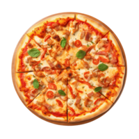 AI generated Pizza with ham, cheese and tomato on transparent background png