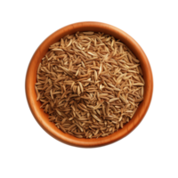 AI generated Paddy rice in wooden bowl isolated on transparent background png