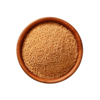 AI generated top view of quinoa in wooden bowl isolated on transparent background png