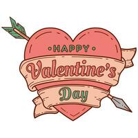 Happy Valentines Day with heart wrapped in ribbon and arrow vector